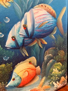 lot 34 image: Three Piece Set Oil on Canvas Featuring Marine Life