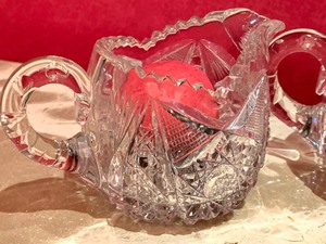 lot 137 image: Vintage Cut Glass CreamSugar
