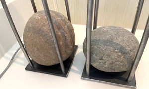 lot 148 image: Metal and Rock Candlestick Holders and More