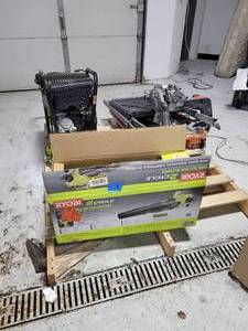 Generator, Ridgid tile saw, air compressor, blower