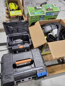 Ryobi babckpack blower, 2 mailboxes, ridgid tool box,ryobi chainsaw