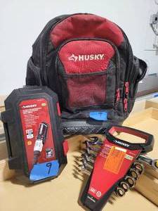 Husky backpack,Husky 12 volt cordless ratchet, husky wrench set