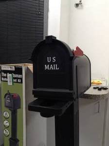 lot 6 image: Craftsman Mailbox and Post Kit, Black by Postal PRO- open box not used