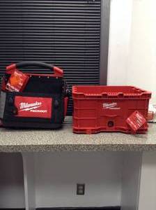 lot 11 image: PACKOUT 18.6 in. Tool Storage Crate Bin & 15 in. PACKOUT Tote by Milwaukee - not used