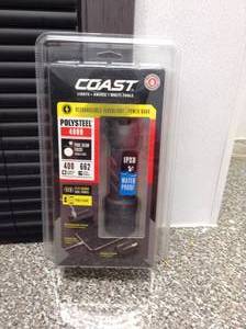 lot 17 image: Polysteel 400R 400 Lumen Rechargeable Waterproof LED Flashlight with Twist Focus by Coast- not used
