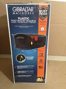 lot 74 image: Patriot Large, Plastic, Post-Mount Mailbox, Black by Gibraltar Mailboxes- open box not used