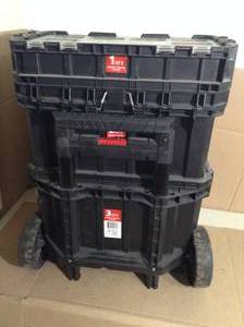 lot 98 image: 22 in. Connect Rolling System Plastic Tool Box by Husky- not used