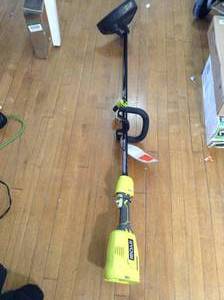 lot 103 image: ONE 18-Volt Lithium-Ion Cordless Attachment Capable Brushless String Trimmer TOOL ONLY by RYOBI- not used