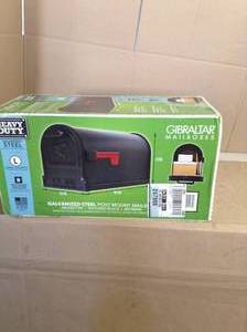 lot 104 image: Arlington Large, Steel, Post-Mount Mailbox, Black by Gibraltar Mailboxes- not used