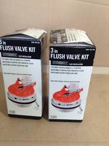 lot 107 image: Everbilt 3 In Flush Valve Kit for Toilets with 3 Inch Flapper 1005129160- open box set of 2