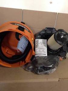 lot 108 image: 12 Gal. 5.0-Peak HP NXT WetDry Shop Vacuum with Filter, Hose and Accessories by RIDGID- no packaging some accessories may be missing