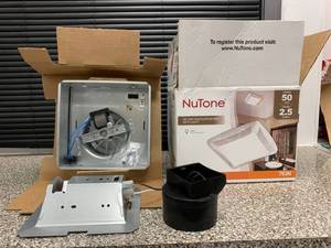 lot 2 image: 50 CFM Ceiling Bathroom Exhaust Fan with Light by Broan-NuTone-open box not used