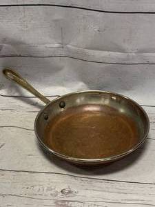 lot 32 image: Philippe LaFrance Copper Pan Skillet with Brass Handles (Sold $41 on Ebay)