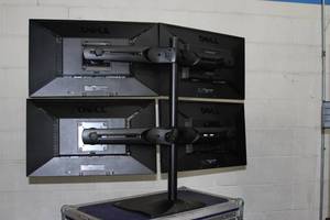 lot 3 image: Ergotron Quad Computer Monitor Display Stand AND 4 Dell E2311HF 23 Widescreen 1920x1080 Monitors