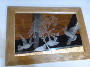 Hummingbirds Framed Etched Mirror