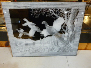 Pheasants Reversed Etching