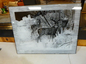 White Tail Deer Reversed Etching