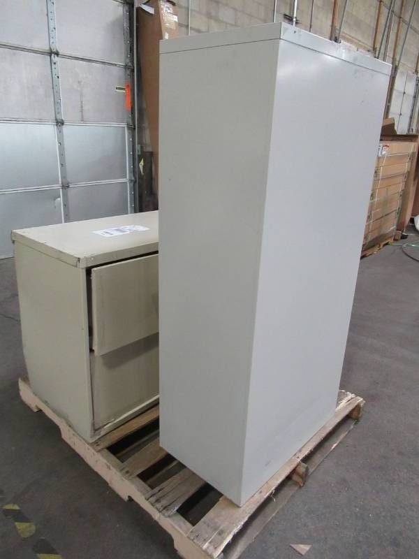 lot 320 image: 2  Heavy Gauge Steel File Cabinets  - Damaged - For Parts, Restore or Scrap.