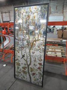 lot 600 image: Litton Lane Large Vintage Flower, Bird, and Tree Metal and Glass Wall Art, 31.5 x 71 43656