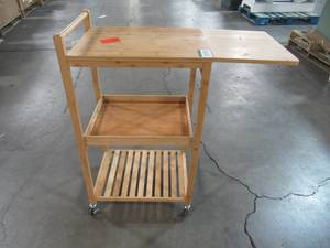 lot 117 image: Honey-Can-Do Multi-Purpose Bamboo Kitchen Cart with Drop Leaf CRT-08453