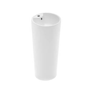 lot 211 image: Swiss Madison Monaco Circular Basin Pedestal Sink in Glossy White, SM-PS307 - Out of Box.