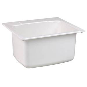 lot 221 image: Mustee 22 in. x 25 in. Molded Fiberglass Self-Rimming Utility Sink in White, 10.