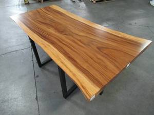 lot 4 image: Solid Wood Live Edge Walnut Dining Table (78362362) With Metal T Bases (MTBD) Approximate Dimensions 78 x 36 x 2 14 - LOW RESERVE OF $400.00