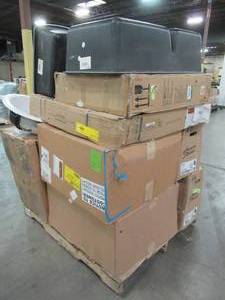 lot 302 image: WHOLESALE MIXED PALLET OF MISCELLANEOUS TOILET BOWLS, LAUNDRYKITCHENBATH SINKS AND MORE