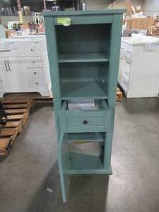 lot 120 image: Home Decorators Collection Hamilton 18 in. W x 53 in. H x 14 in. D Bathroom Linen Storage Cabinet in Sea Glass 1235100310
