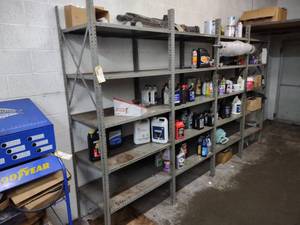 lot 105 image: (4) Sections of Shelving with Assor...