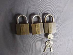 lot 89 image: 3 Paddle Locks Keyed Alike