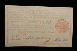 lot 103 image: Philippines One Peso Emergency Currency