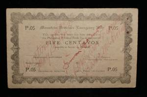 lot 104 image: Philippines 5 Centavos Emergency Currency Note