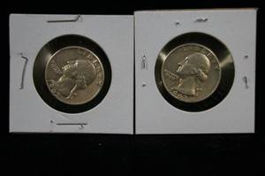lot 93 image: 2 Washington Silver Quarters