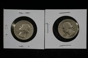 lot 95 image: 2 Washington Silver Quarters