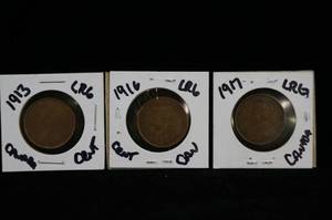 lot 97 image: 3 Large Canadian Cent Coins