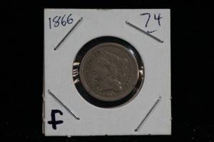 lot 98 image: 1866 3 Cent Piece