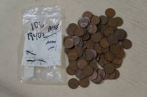 lot 113 image: Bag of 1940s Wheat Pennies