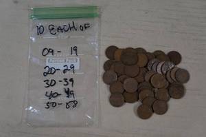 lot 114 image: Bag of Wheat Pennies 1909-1958