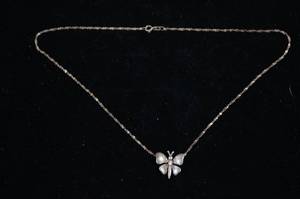 lot 127 image: Sterling Silver Butterfly Pendant with Chain