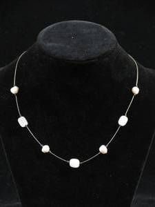 lot 141 image: Sterling Silver Necklace with White Stones