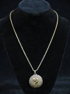 lot 148 image: Shiana Artisan Silver Fossil Pendant with Sterling Chain