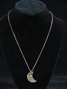 lot 151 image: Sterling Silver Moon Pendant with Chain