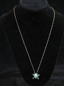 lot 154 image: Sterling Silver Jade Frog Pendant with Chain