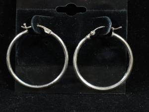 lot 161 image: Sterling Silver Hoop Earrings