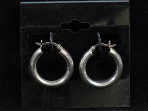 lot 162 image: Thick Sterling Silver Hoop Earrings