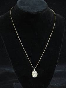 lot 166 image: Sterling Silver Saint Christopher Pendant with Chain