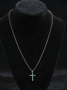 lot 169 image: Handmade Cross with Turquoise Accents and Chain