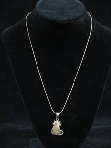 lot 172 image: Sterling Silver Cat Pendant with Chain