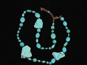 lot 183 image: Chicos Large Turquoise Stone Necklace